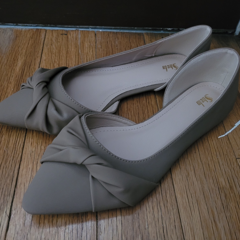 SHEIN Women's Brown Flats with Knot Accent